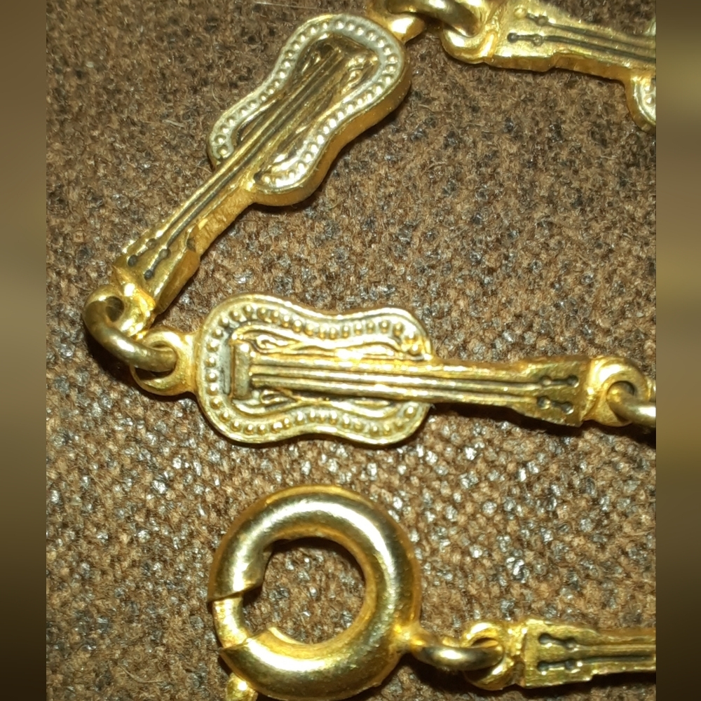 Vintage guitar toledoware type Goldtone bracelet Silvertone Accent - Picture 7 of 11